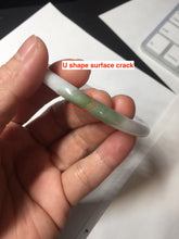 Load image into Gallery viewer, 53.5mm certified 100% natural light green white slim round cut oval jadeite jade bangle BL85-4662
