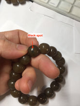 Load image into Gallery viewer, 100% Natural 12x11mm dark sugar brown black gray(糖料) vintage style nephrite Jade bead bracelet HF82

