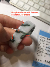 Load image into Gallery viewer, 48mm certified 100% natural type A dark green white purple Snowy Pine Forest square style jadeite bangle BH114-6910
