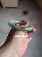Load image into Gallery viewer, 56mm certified 100% natural type A light green/white chubby round cut jadeite jade bangle AK66-3498
