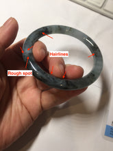 Load image into Gallery viewer, 56mm Certified Type A 100% Natural icy watery dark green/purple/gray round cut Jadeite bangle AA130-6924
