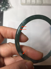 Load image into Gallery viewer, 55.4mm Certified Type A 100% Natural dark green/blue/gray Guatemala slim round cut Jadeite bangle PH8-2351
