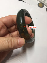 Load image into Gallery viewer, 52.3mm 100% Natural dark green yellow nephrite Jade bangle(河磨玉) HE103

