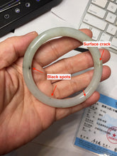Load image into Gallery viewer, 56mm certified Type A 100% Natural white light green gray slim round cut Jadeite Jade bangle PB253-3715
