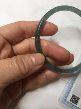 Load image into Gallery viewer, 60.6mm Certified Type A 100% Natural icy watery dark green/blue/gray with Guatemala slim round cut Jadeite bangle PH3-2349
