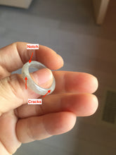 Load image into Gallery viewer, Size 8-8 3/4 100% natural type A icy watery black purple gray jadeite jade band ring PA207
