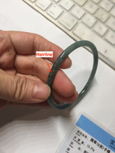 Load image into Gallery viewer, 61.5mm Certified Type A 100% Natural light green/blue/gray Guatemala slim round cut Jadeite bangle BP218-3809
