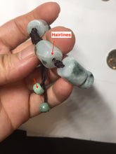 Load image into Gallery viewer, 54–66mm 100% Natural Type A light Green, White Gray Jadeite Cylinder Bead Bracelet PC244
