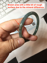 Load image into Gallery viewer, 54mm Type A 100% Natural Light Green/Gray/Black/Purple/Brown “Reed Flowers &amp; Snow” Guatemala Slim Round Cut Jadeite Bangle PJ126-1420
