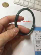 Load image into Gallery viewer, 61mm Certified Type A 100% Natural dark green/blue/gray with Guatemala slim round cut Jadeite bangle PE53-7041
