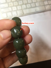Load image into Gallery viewer, 13.5x13.6mm 100% Natural olive green/brown/black vintage style nephrite Jade bead bracelet HE83
