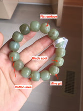 Load image into Gallery viewer, 100% Natural 13.8x13mm green/yellow/brown vintage style nephrite Jade bead man bracelet HF9
