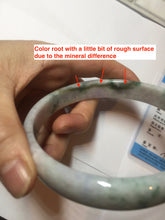 Load image into Gallery viewer, 78.5mm certified Type A 100% Natural light green sunny green purple white plus size flat style Jadeite Jade bangle J131-2213
