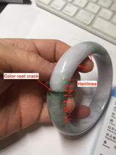 Load image into Gallery viewer, 57.7mm certified 100% natural Type A light green yellow purple(FU LOU SHOU) chubby jadeite jade bangle PA191-4761

