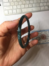 Load image into Gallery viewer, 61.2mm Certified Type A 100% Natural dark green/blue/gray with Guatemala slim round cut Jadeite bangle PH24-2339
