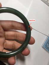 Load image into Gallery viewer, 61.5mm certified 100% Natural dark green/black round cut nephrite (碧玉) bangle HN24-9153
