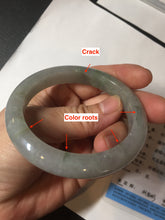 Load image into Gallery viewer, 53mm 100% natural certified dark green/gray jadeite jade bangle BM53-8655
