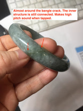 Load image into Gallery viewer, 58.2mm certified type A 100% Natural oily dark green gray black with flying snow Jadeite jade bangle PC206-7680
