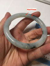 Load image into Gallery viewer, 57.5mm Certified Type A 100% Natural icy watery light green with green floating flowers round cut Jadeite Jade bangle AM95-2726
