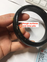 Load image into Gallery viewer, 62.8mm 100% Natural dark green/black meteorite Stellar Night sky nephrite bangle HN79-1248
