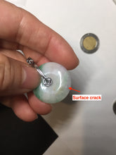 Load image into Gallery viewer, 23.5/4.9mm Type A 100% Natural green white Jadeite Jade Safety Guardian Button donuts Pendant BP115
