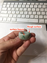 Load image into Gallery viewer, Size 10 3/4 100% natural type A sunny green light green white broad jadeite jade band ring thumb ring PC246-4
