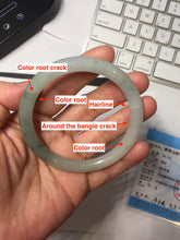 Load image into Gallery viewer, 54mm certified Type A 100% Natural white oily light green gray( 淡油青) slim round cut Jadeite Jade bangle PB254-3708
