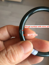 Load image into Gallery viewer, 51.9mm certified Type A 100% Natural dark green/black/gray Guatemala slim round cut Jadeite bangle PH181-2446

