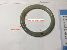 Load image into Gallery viewer, 54.5mm Certified type A 100% Natural light green gray black slim round cut Jadeite bangle PA197-2440
