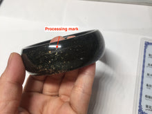 Load image into Gallery viewer, 61mm 100% Natural dark green/black meteorite Stellar Night sky broad style nephrite Jade bangle HF92-1032
