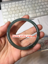 Load image into Gallery viewer, 57.5mm Type A 100% Natural dark green/blue/gray Guatemala slim round cut Jadeite bangle PJ27-4304
