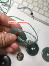 Load image into Gallery viewer, 27-33mm Type A 100% Natural dark green blue Guatemala Jadeite Safety Guardian Button donuts pendant BP179
