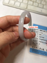 Load image into Gallery viewer, 50.3mm certified 100% natural Type A sunny green white/purple(春带彩) slim jadeite jade bangle BS166-1621
