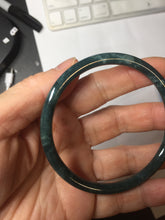 Load image into Gallery viewer, 58.5mm Certified Type A 100% Natural dark green/blue/gray Guatemala slim round cut Jadeite bangle PH11-2325
