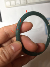 Load image into Gallery viewer, 56.3mm Certified Type A 100% Natural dark green/blue/gray with Guatemala slim round cut Jadeite bangle PH14-2352
