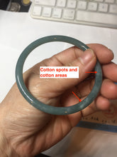 Load image into Gallery viewer, 57.5mm Certified Type A 100% Natural icy watery deep sea dark green/blue/gray/black Guatemala slim round cut Jadeite bangle PC65-7040
