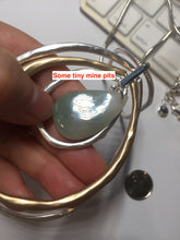 Load image into Gallery viewer, 100% natural Type A light green blue Jadeite water dorp pendant with Layered Gold &amp; Silver Rings Necklace PE29

