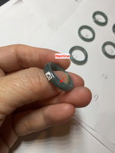 Load image into Gallery viewer, Size 6 1/2 100% natural type A light dark green blue black gray Guatemala jadeite band ring group AA112
