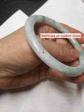 Load image into Gallery viewer, 59mm certified Type A 100% Natural green white flat round cut Jadeite Jade bangle PH217-3245
