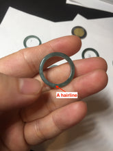 Load image into Gallery viewer, 17.1mm 6 3/4 100% natural type A icy watery green/blue icy watery Guatemala jadeite jade band ring group BP80
