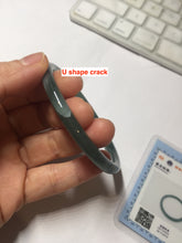 Load image into Gallery viewer, 59.5mm Certified Type A 100% Natural dark green blue gray black slim round cut Guatemala Jadeite bangle GL30-33-4317
