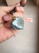 Load image into Gallery viewer, 100% Natural type A dark green/blue/black heart pinky promise(执子之手，与子偕老) Guatemala jadeite Jade pendant AX143
