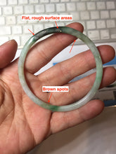Load image into Gallery viewer, 57mm Certified type A 100% Natural sunyy green ling green purple gray black slim flat round cut Jadeite bangle PH199-3162
