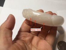 Load image into Gallery viewer, 59.5mm 100% natural pink white Quartzite (Shetaicui jade) 3D carved bunny ears/flowers/heart bangle XY123
