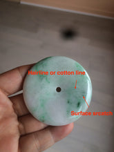 Load image into Gallery viewer, 100% Natural sunny green/pink/purple tropical beach jadeite Jade Safety Guardian Button(donut) Pendant/worry stone X123
