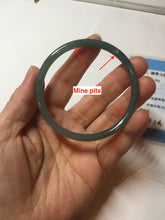 Load image into Gallery viewer, 56.5mm Certified Type A 100% Natural icy watery green/blue/black/gray slim round cut Guatemala Jadeite bangle PC63-7050
