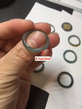 Load image into Gallery viewer, 17.9mm 7 3/4 100% natural type A icy watery green/blue Guatemala jadeite jade band ring group  BP76
