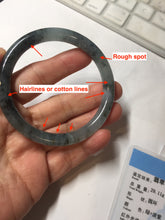 Load image into Gallery viewer, 55.4mm Certified Type A 100% Natural icy watery dark green/gray round cut Jadeite bangle AA133-6936
