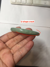 Load image into Gallery viewer, 50.5mm 100% natural type A sunny green apple green oval jadeite bangle AZ155

