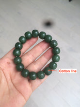 Load image into Gallery viewer, 100% Natural 10.7/11.9mm dark green/gray/black vintage style Jade（碧玉） bead bracelet group HF45
